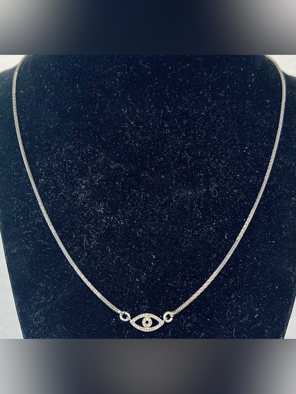 925 Sterling Silver Pavé Evil Eye Pendant Necklace